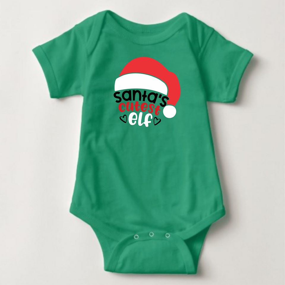 Baby Christmas Holiday Onesies - Santa's Cutest Elf - MYSTYLEMYCLOTHING