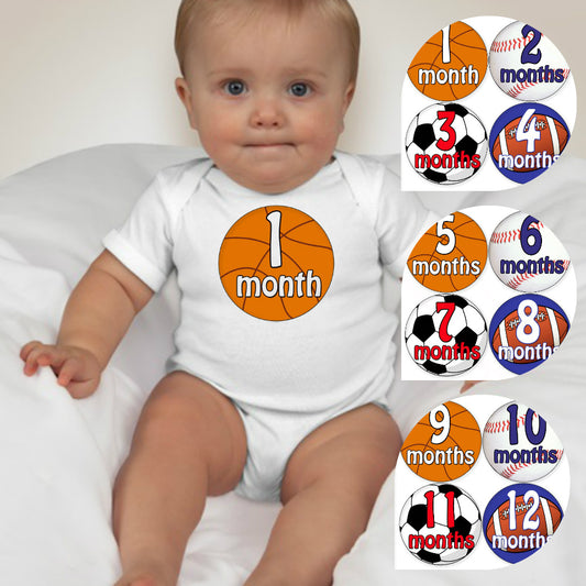 Baby Custom Monthly Onesies - Sports Ball - MYSTYLEMYCLOTHING