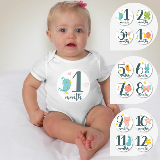 Baby Custom Monthly Onesies - Birds - MYSTYLEMYCLOTHING