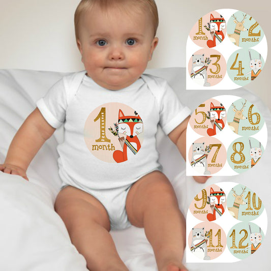 Baby Custom Monthly Onesies - Animal Tribes - MYSTYLEMYCLOTHING