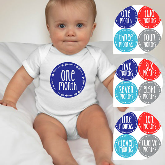 Baby Custom Monthly Onesies - Round Arrows - MYSTYLEMYCLOTHING