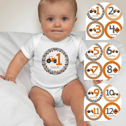 Baby Custom Monthly Onesies - Constructions Trucks 4 - MYSTYLEMYCLOTHING