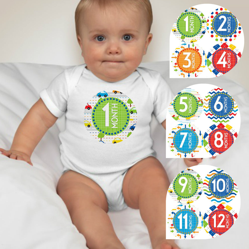 Baby Custom Monthly Onesies - Car Patterns - MYSTYLEMYCLOTHING