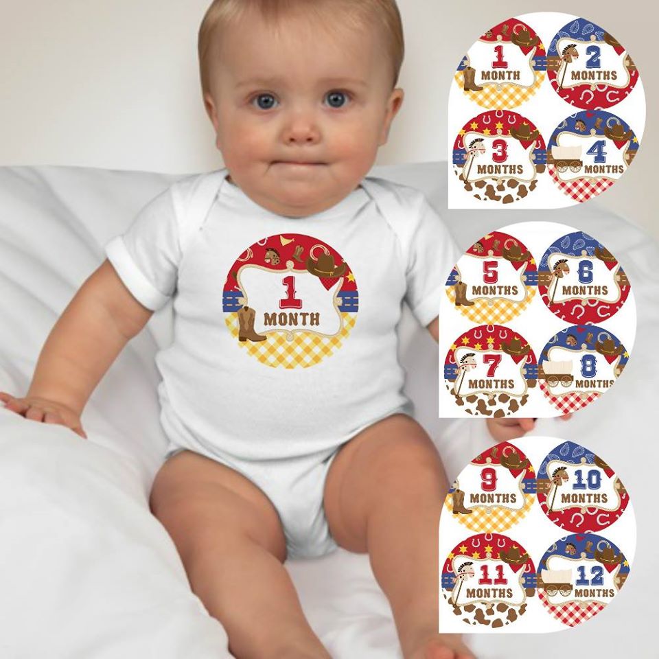 Baby Custom Monthly Onesies - Rodeo Cowboy - MYSTYLEMYCLOTHING