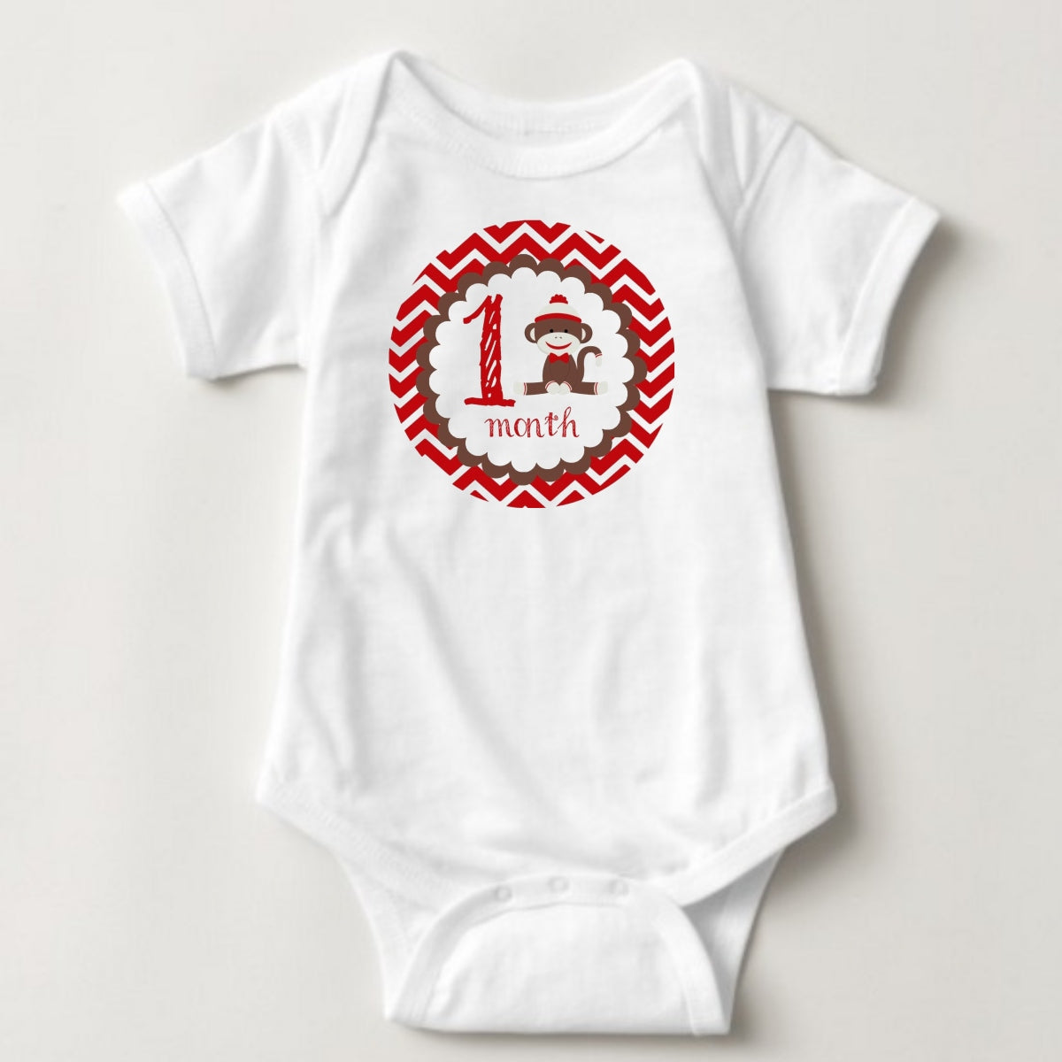 Baby Custom Monthly Onesies - Paul Frank Chevron - MYSTYLEMYCLOTHING