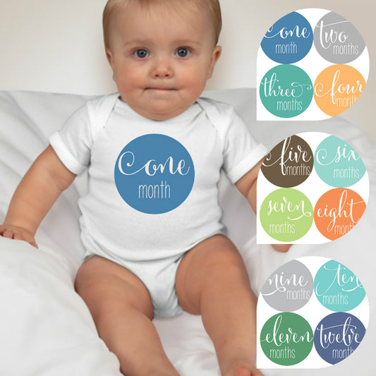 Baby Custom Monthly Onesies - Cursive Boys - MYSTYLEMYCLOTHING