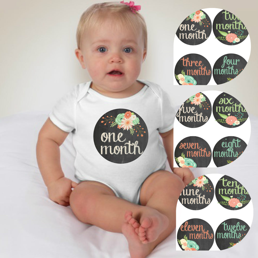 Baby Custom Monthly Onesies - Shabby Chalk - MYSTYLEMYCLOTHING