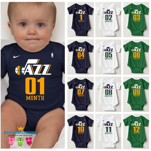 Baby Monthly Onesies - Basketball Jersey Utah Jazz - MYSTYLEMYCLOTHING