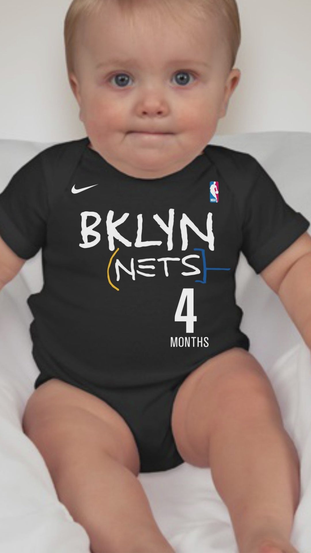 Personalized NBA Brooklyn Nets Baby Bodysuit - Onesie with Snap Closure,  Envelope Neck for Easy Dressing & Double Stitched Seams