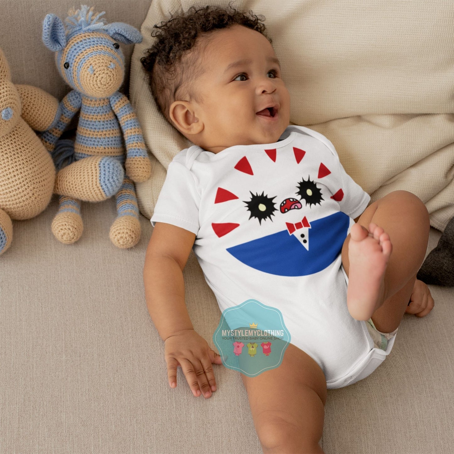 Baby Character Onesies with FREE Name Back Print  - Adventure Time Peppermint Butler Eyes - MYSTYLEMYCLOTHING
