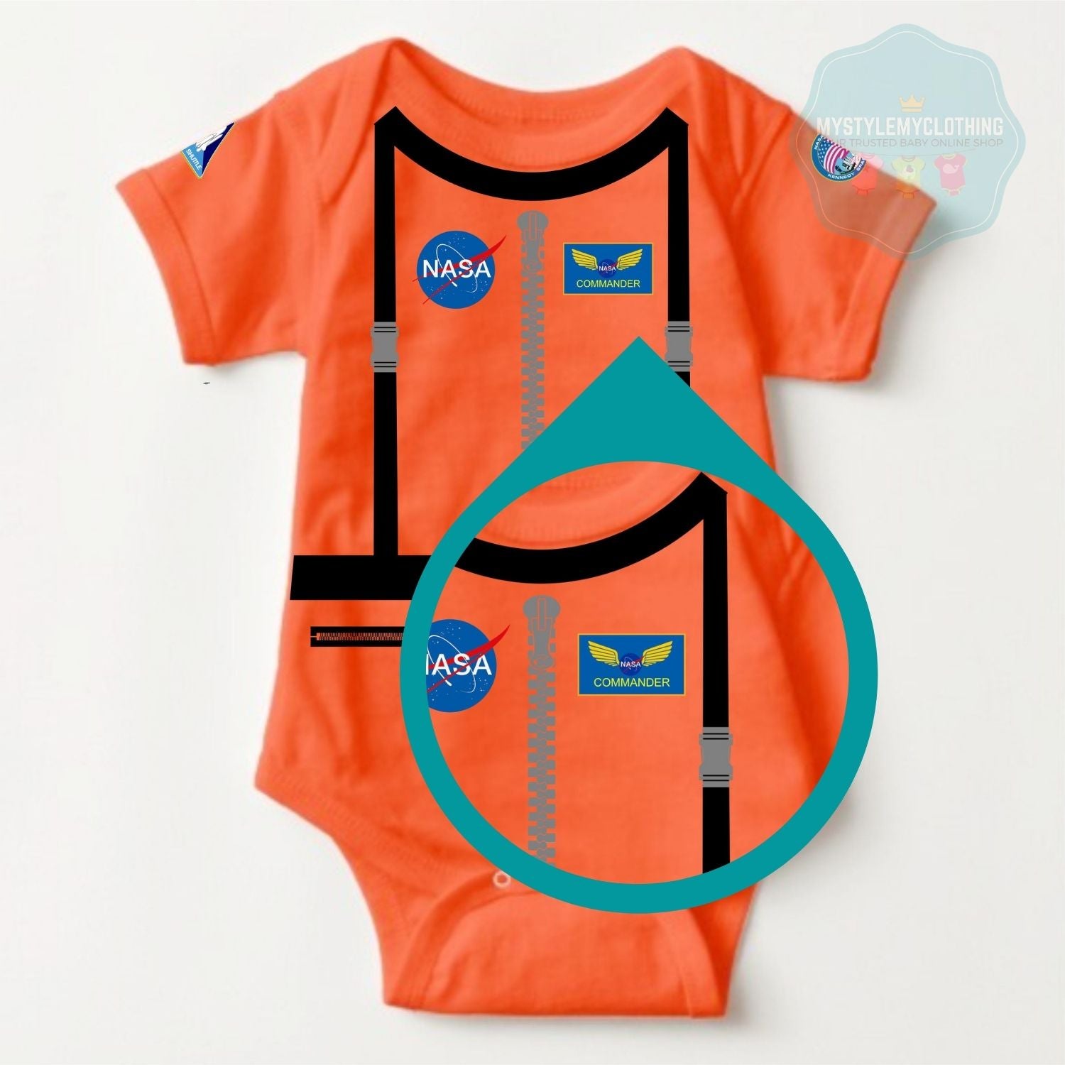 Baby Career Onesies - Astronaut Suit Orange NASA with FREE Name Print - MYSTYLEMYCLOTHING