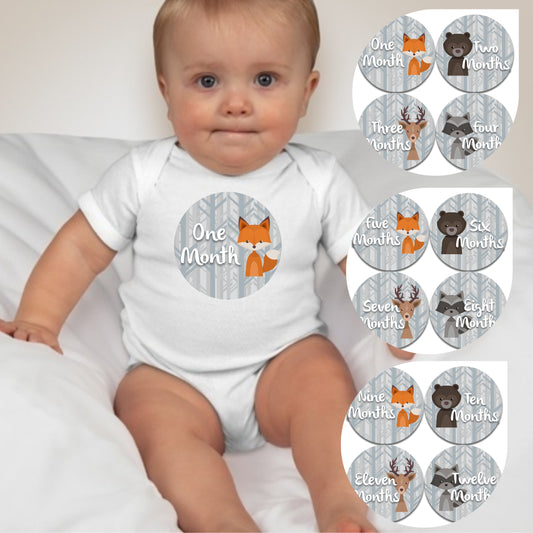 Baby Custom Monthly Onesies - Cute Animals - MYSTYLEMYCLOTHING