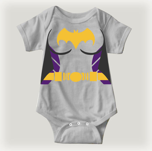 Baby Superhero Onesies - Bat Girl Gray
