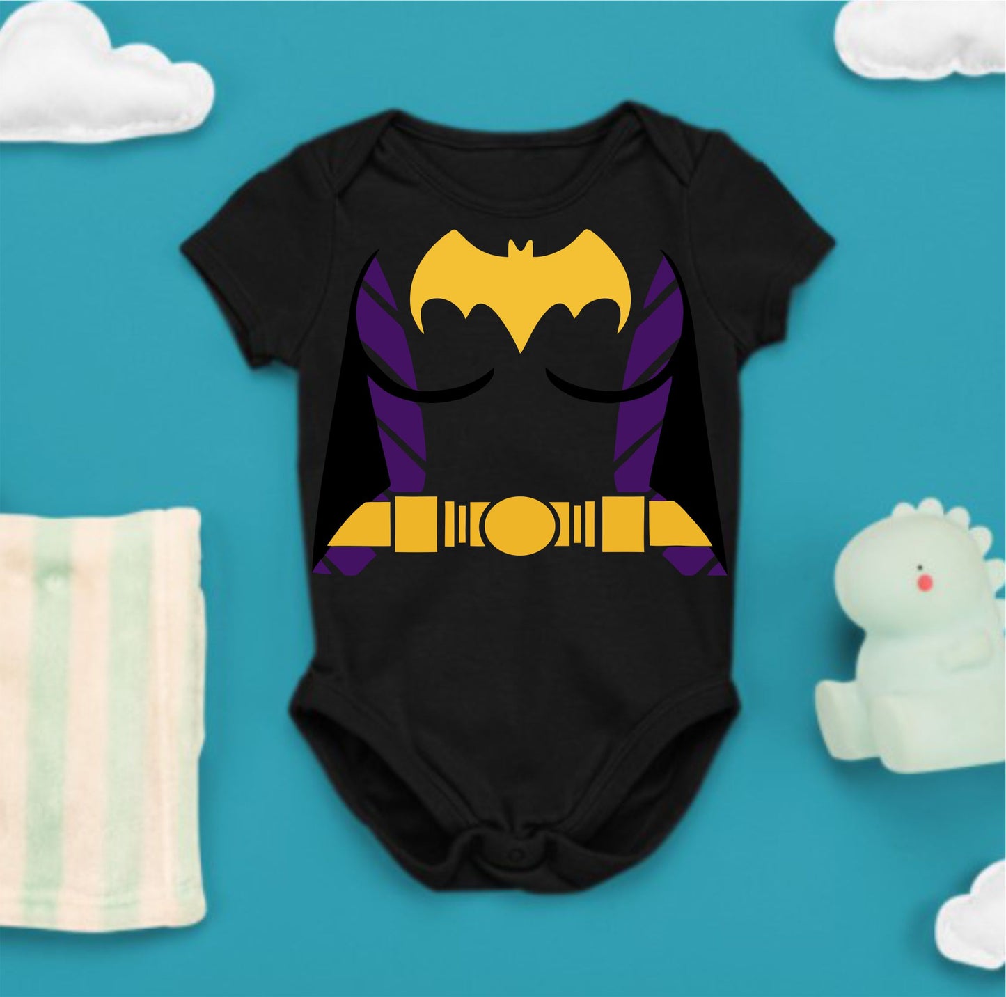 Baby Superhero Onesies - Bat Girl Black