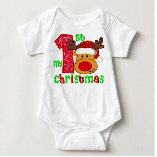 Baby Christmas Holiday Onesies - First Christmas Rudolf - MYSTYLEMYCLOTHING