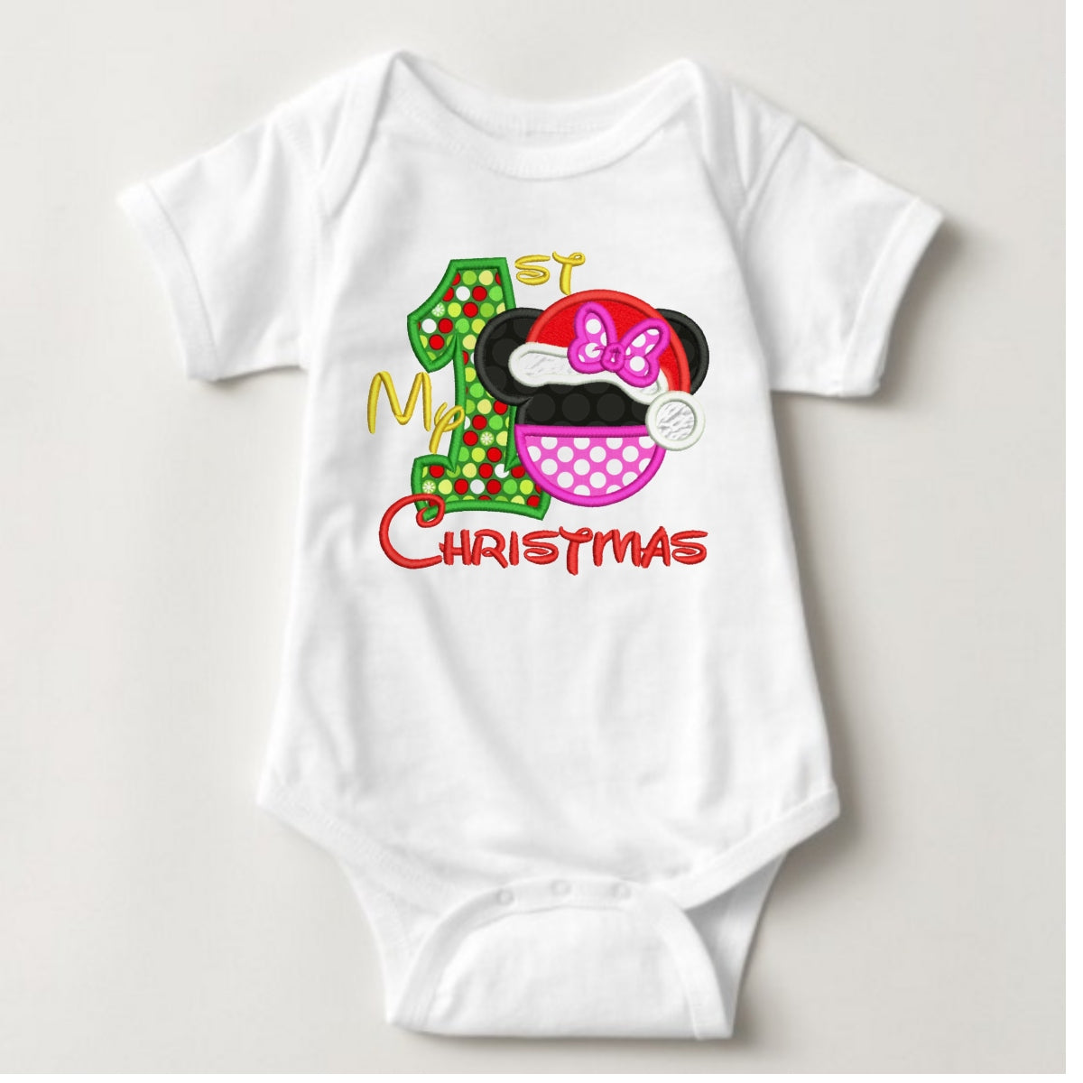 Baby Christmas Holiday Onesies - First Christmas Minnie Mouse - MYSTYLEMYCLOTHING