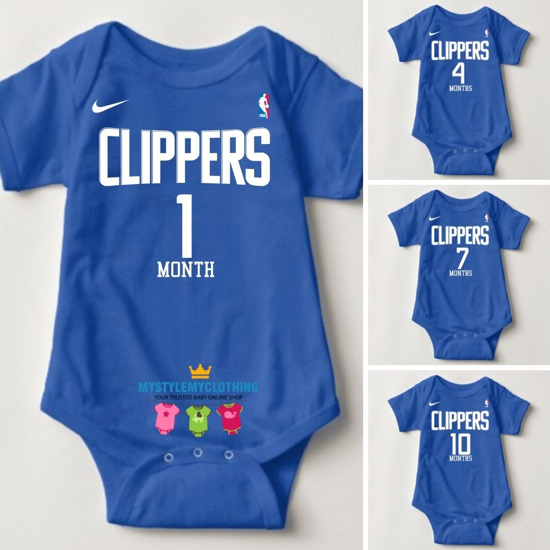 Baby Monthly Onesies Basketball Jersey LA Clippers