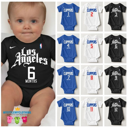 Baby Monthly Onesies - Basketball Jersey LA Clippers - MYSTYLEMYCLOTHING