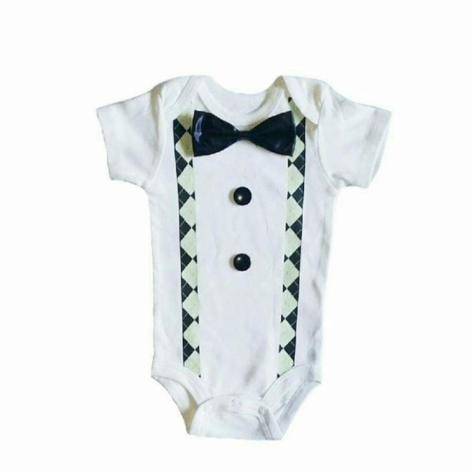 Baby Formal Tuxedo Suspender Onesies - Black Retro - MYSTYLEMYCLOTHING