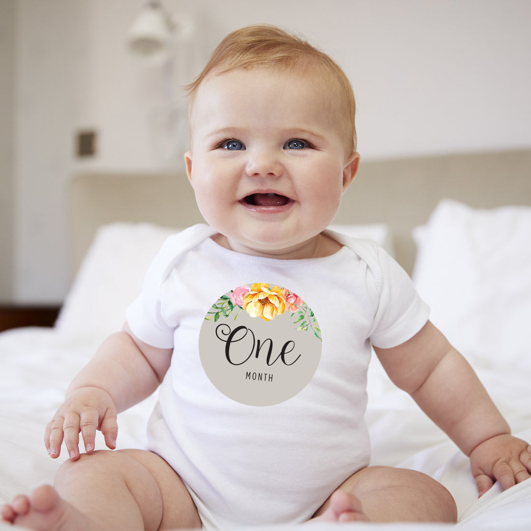 Baby Custom Monthly Onesies - Floral - MYSTYLEMYCLOTHING