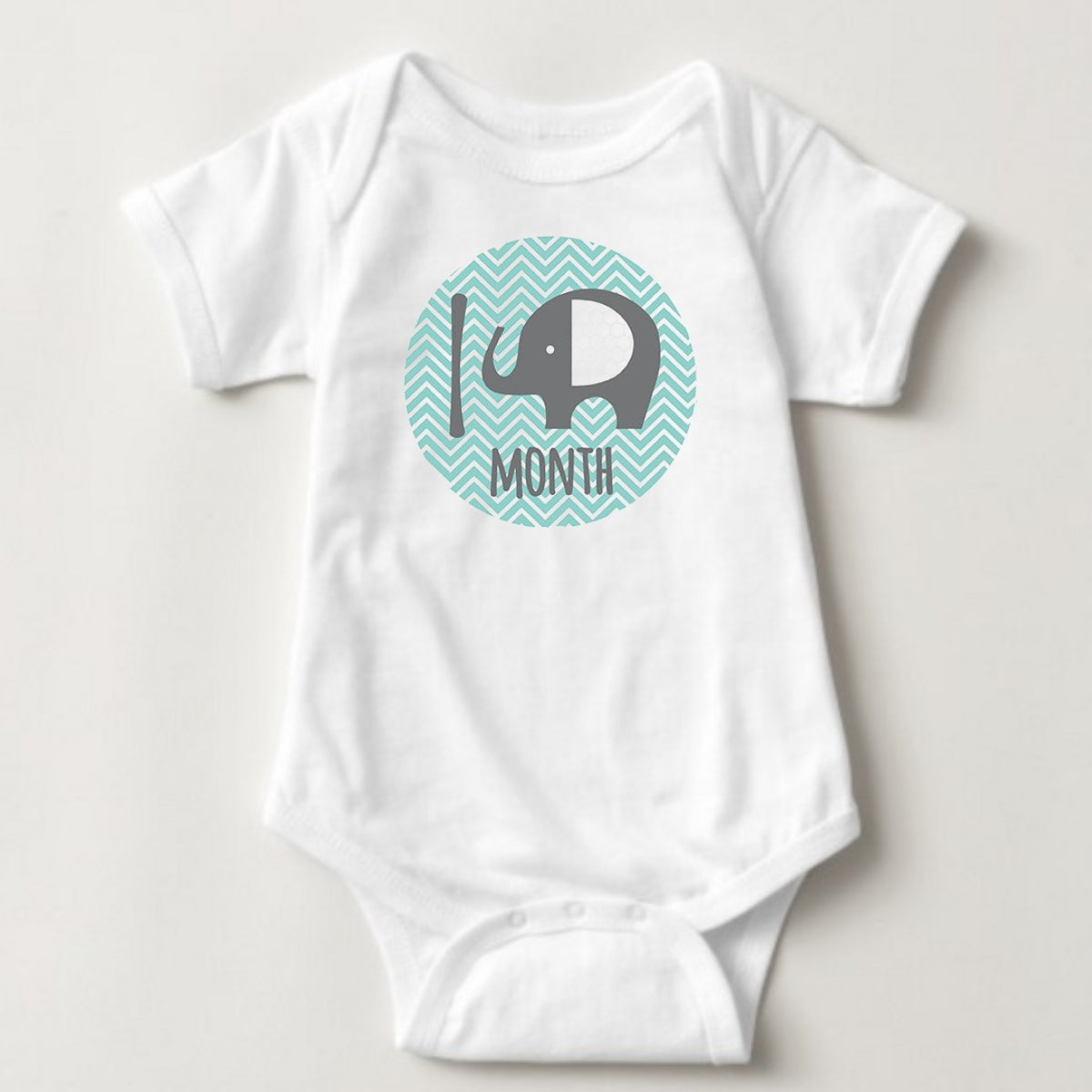 Baby Custom Monthly Onesies - Elephants Blue - MYSTYLEMYCLOTHING