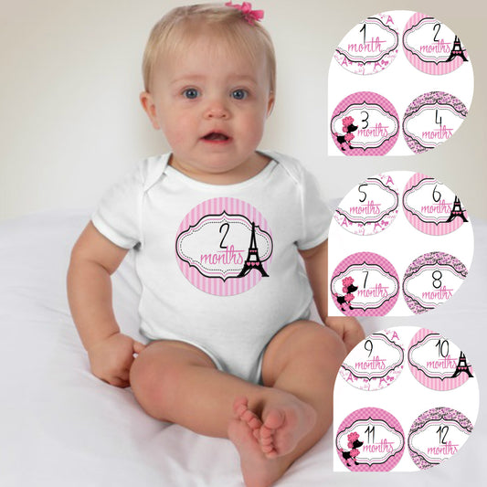 Baby Custom Monthly Onesies - Paris - MYSTYLEMYCLOTHING