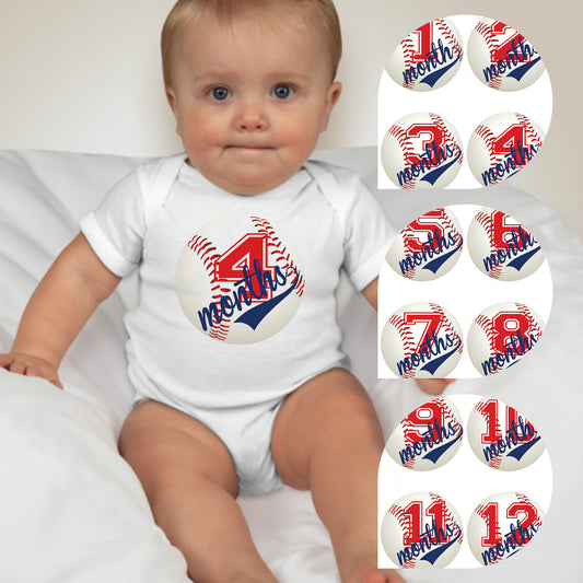 Baby Custom Monthly Onesies - Baseball - MYSTYLEMYCLOTHING