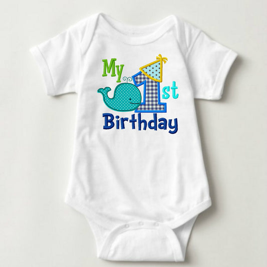 My 1st Birthday - Whale Blue - MYSTYLEMYCLOTHING