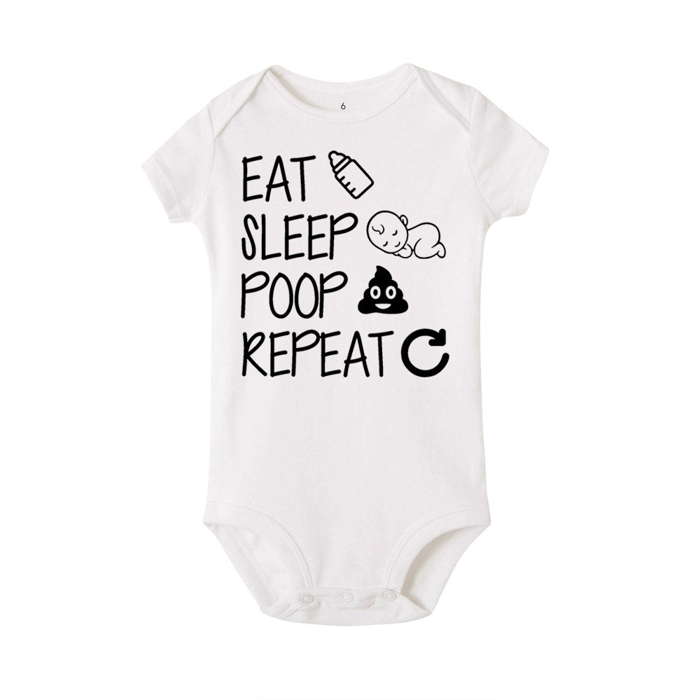 Baby Statement Onesies - Eat Sleep Poop Repeat (WHITE) - MYSTYLEMYCLOTHING