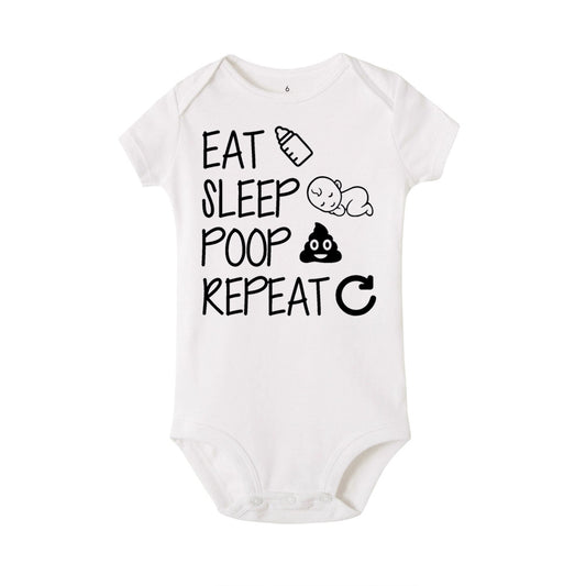 Baby Statement Onesies - Eat Sleep Poop Repeat (WHITE) - MYSTYLEMYCLOTHING