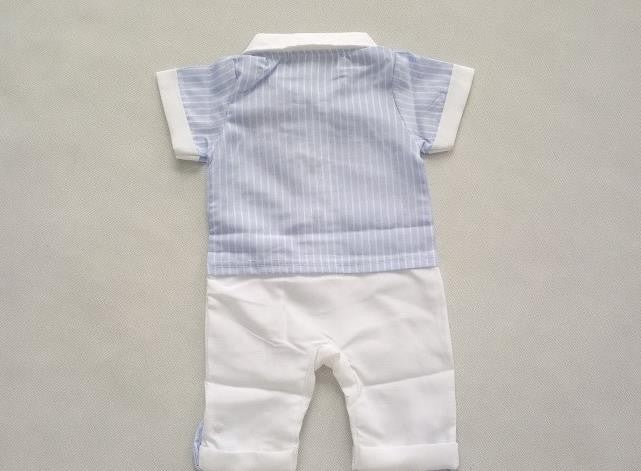Baby Formal Tuxedo Romper White Blue - MYSTYLEMYCLOTHING
