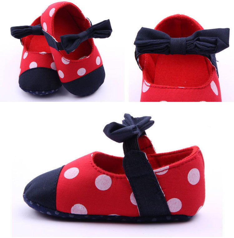Baby Prewalker Shoes Anti Skid  - Red Polka - MYSTYLEMYCLOTHING