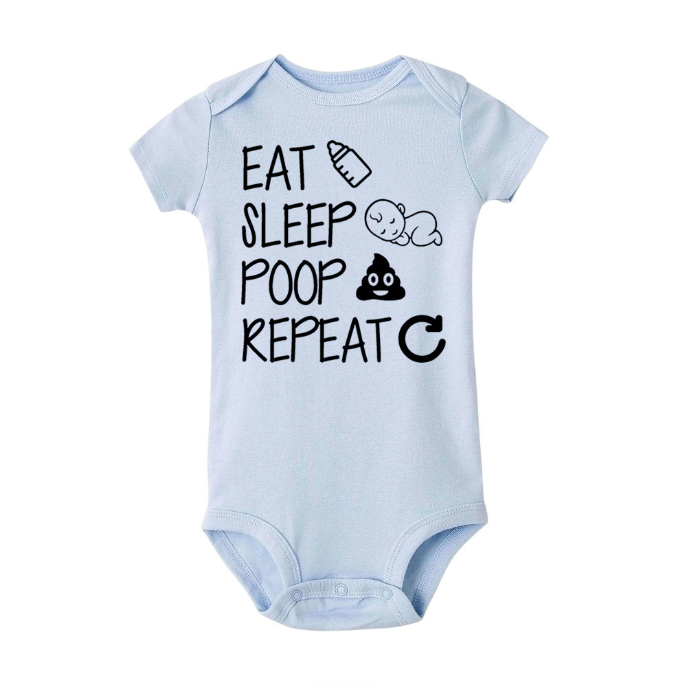 Baby Statement Onesies - Eat Sleep Poop Repeat (LIGHT BLUE) - MYSTYLEMYCLOTHING