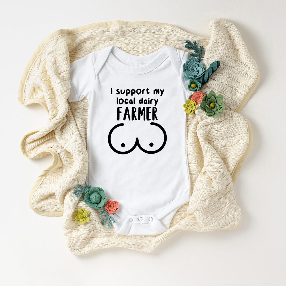 Baby Statement Onesies - I Support Local Dairy Farmer - MYSTYLEMYCLOTHING