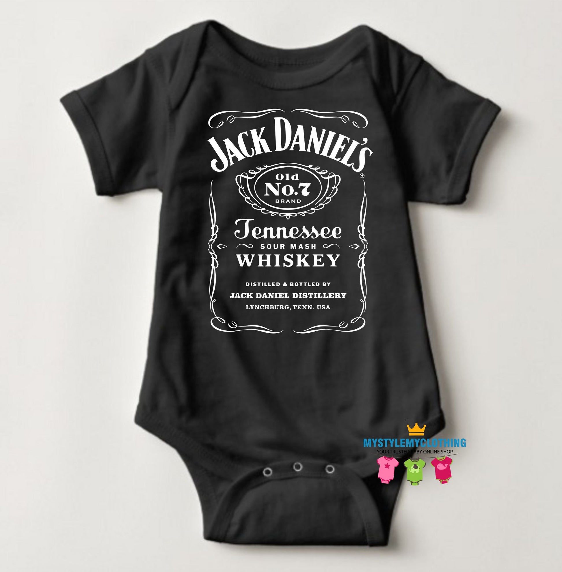Baby Onesies Logo - Jack Daniels - MYSTYLEMYCLOTHING
