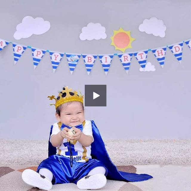 Baby Little Prince with Name Print Complete Set with Crown - Royal Blue - MYSTYLEMYCLOTHING