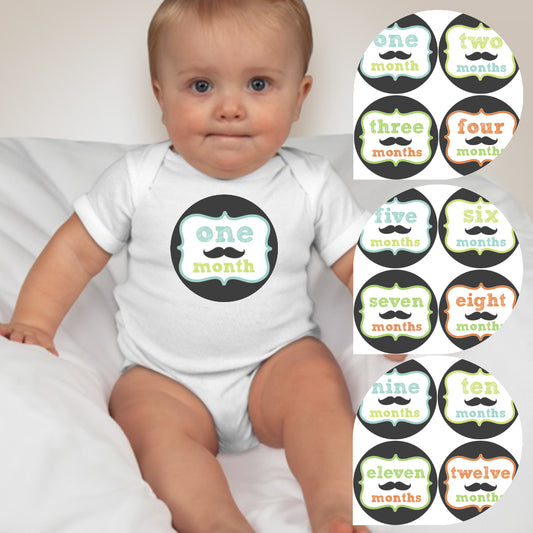 Baby Custom Monthly Onesies - Lil Man Mustache - MYSTYLEMYCLOTHING