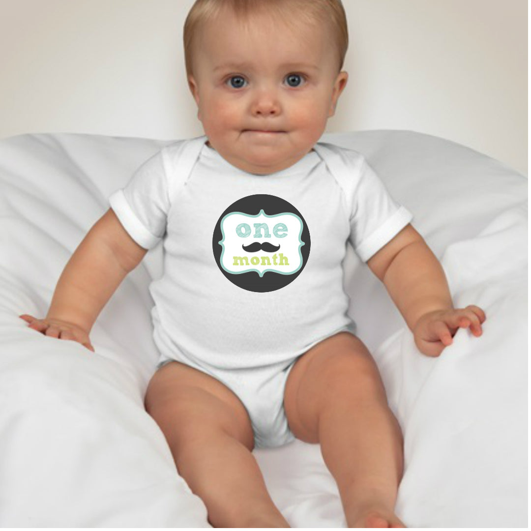 Baby Custom Monthly Onesies - Lil Man Mustache - MYSTYLEMYCLOTHING