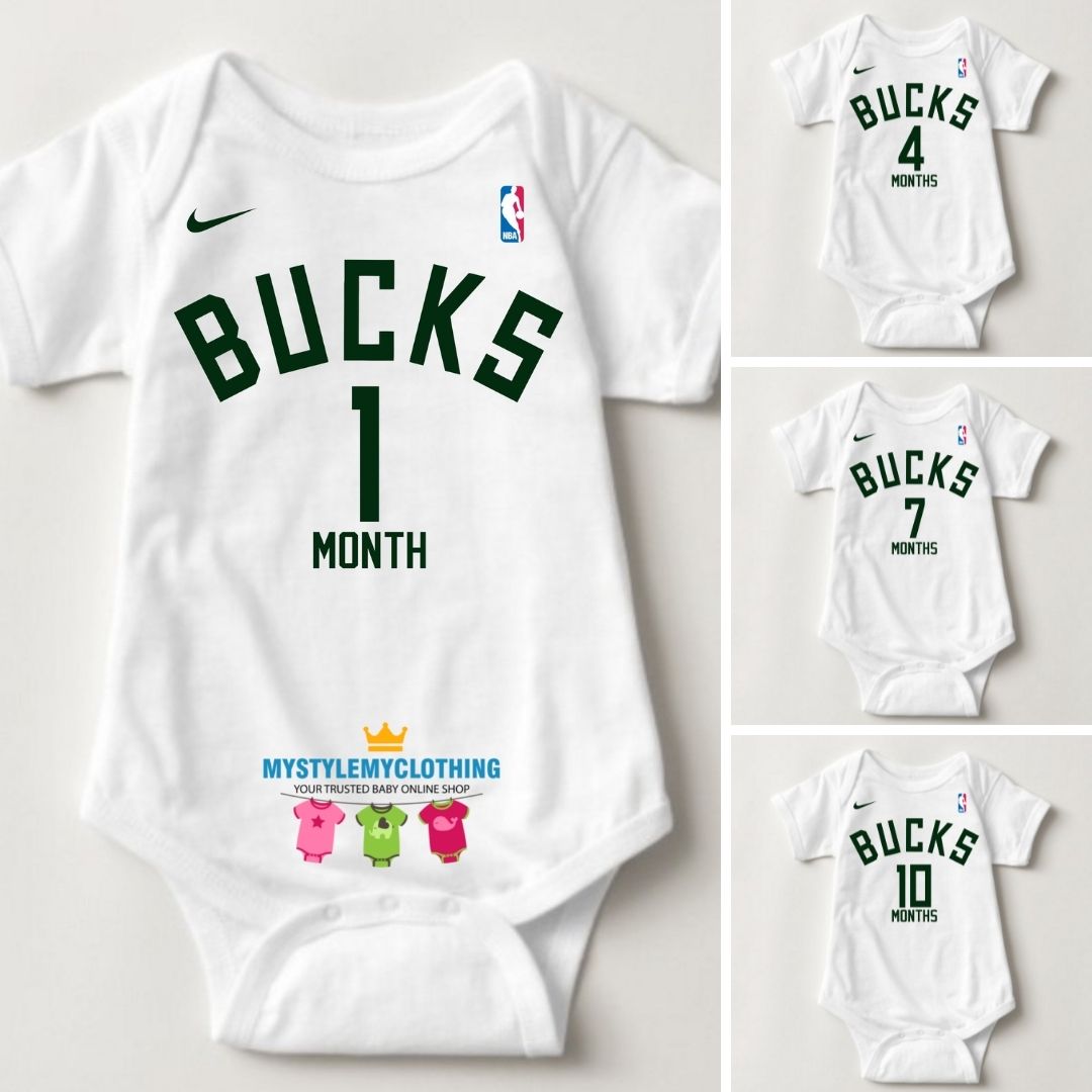 Baby Monthly Onesies - Basketball Jersey Milwaukee Bucks - MYSTYLEMYCLOTHING