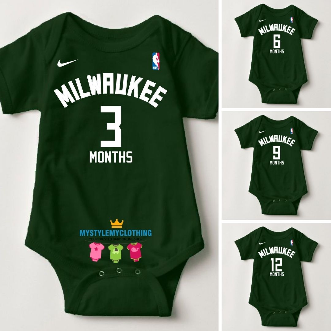 Baby Monthly Onesies - Basketball Jersey Milwaukee Bucks - MYSTYLEMYCLOTHING
