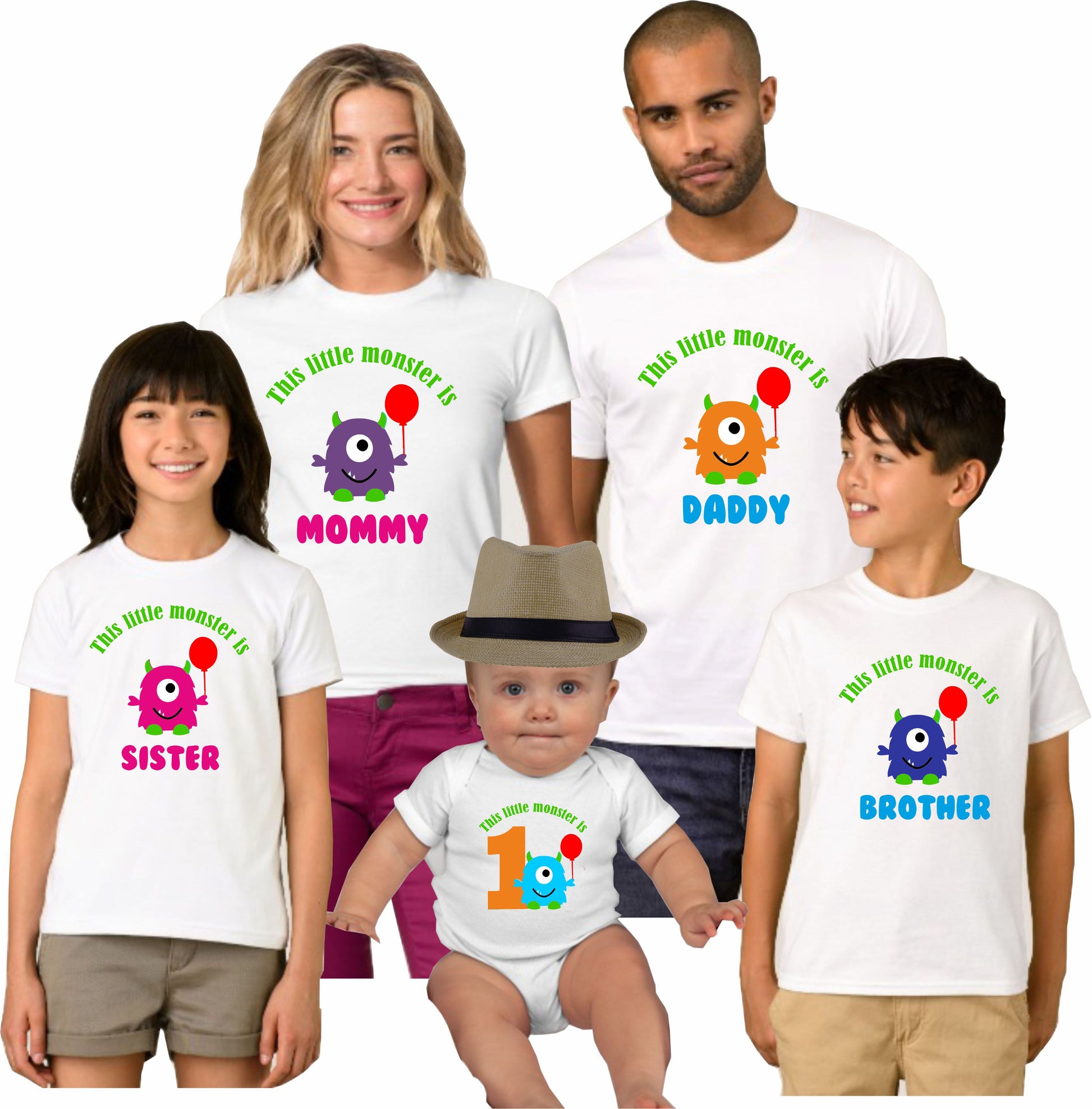 Custom Birthday Family Set Shirt - Monster - MYSTYLEMYCLOTHING
