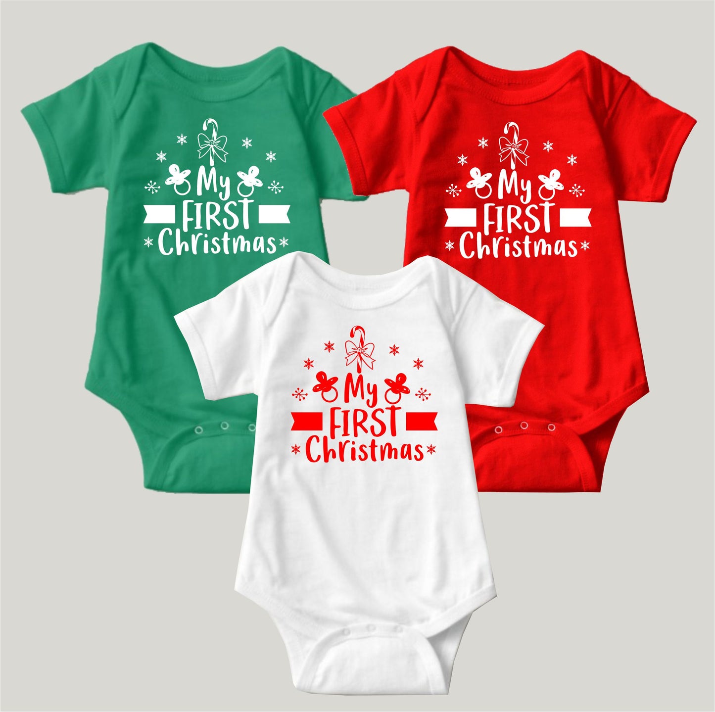 Baby Christmas Holiday Onesies - My First Christmas Pacifier