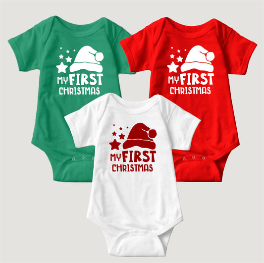 Baby Christmas Holiday Onesies - My First Christmas Star & Hat