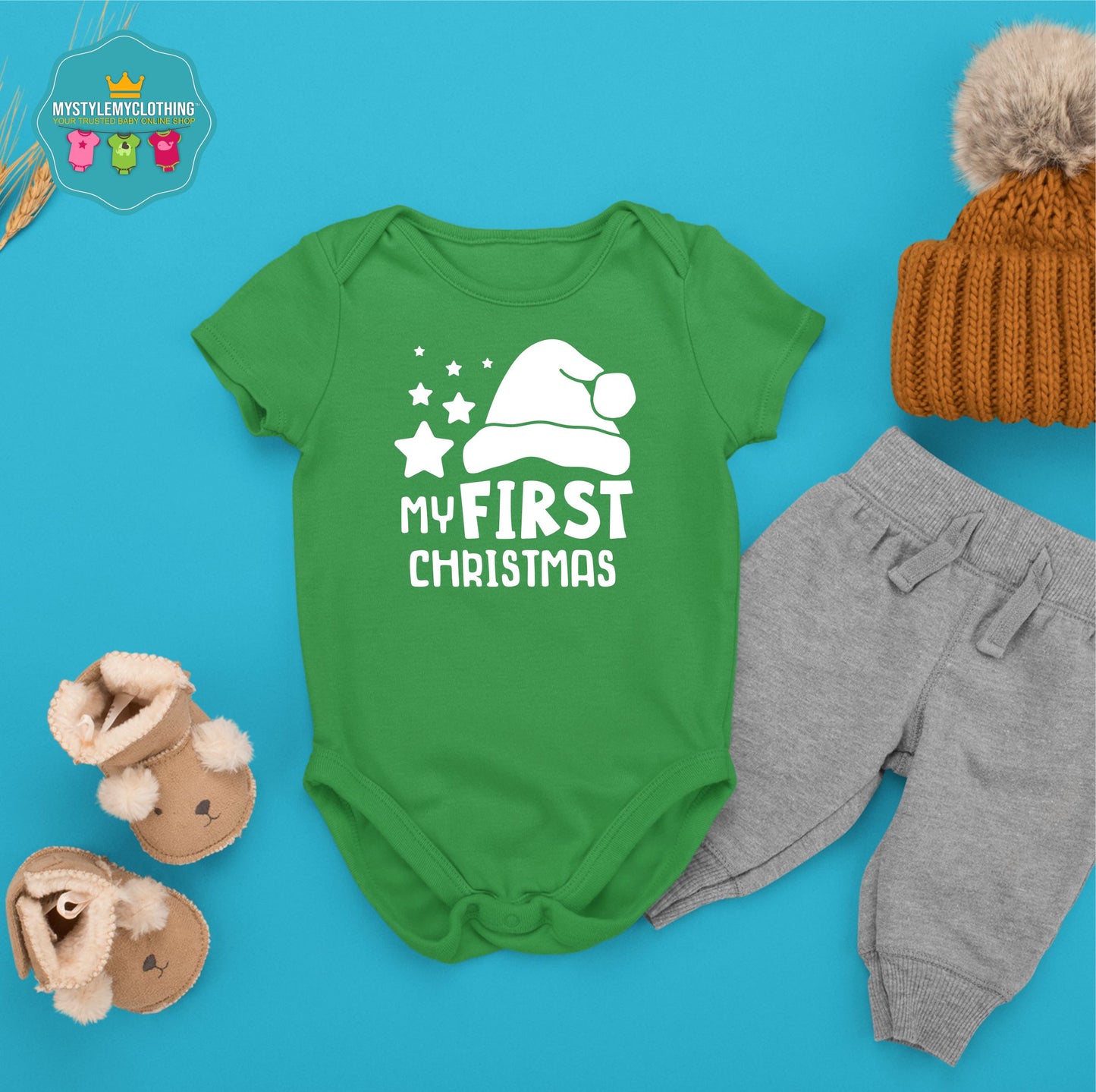 Baby Christmas Holiday Onesies - My First Christmas Star & Hat