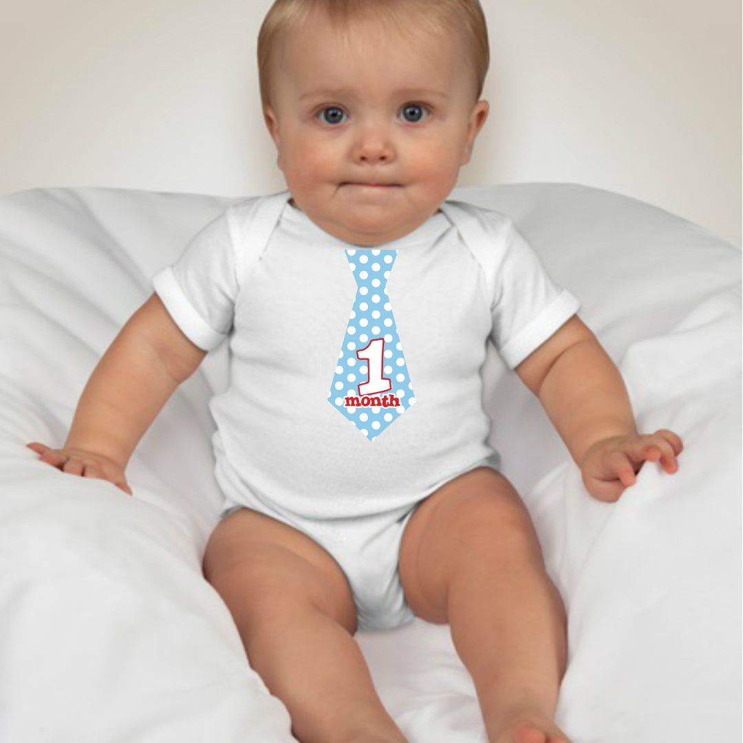 Baby Custom Monthly Onesies - Pattern Neckties - MYSTYLEMYCLOTHING