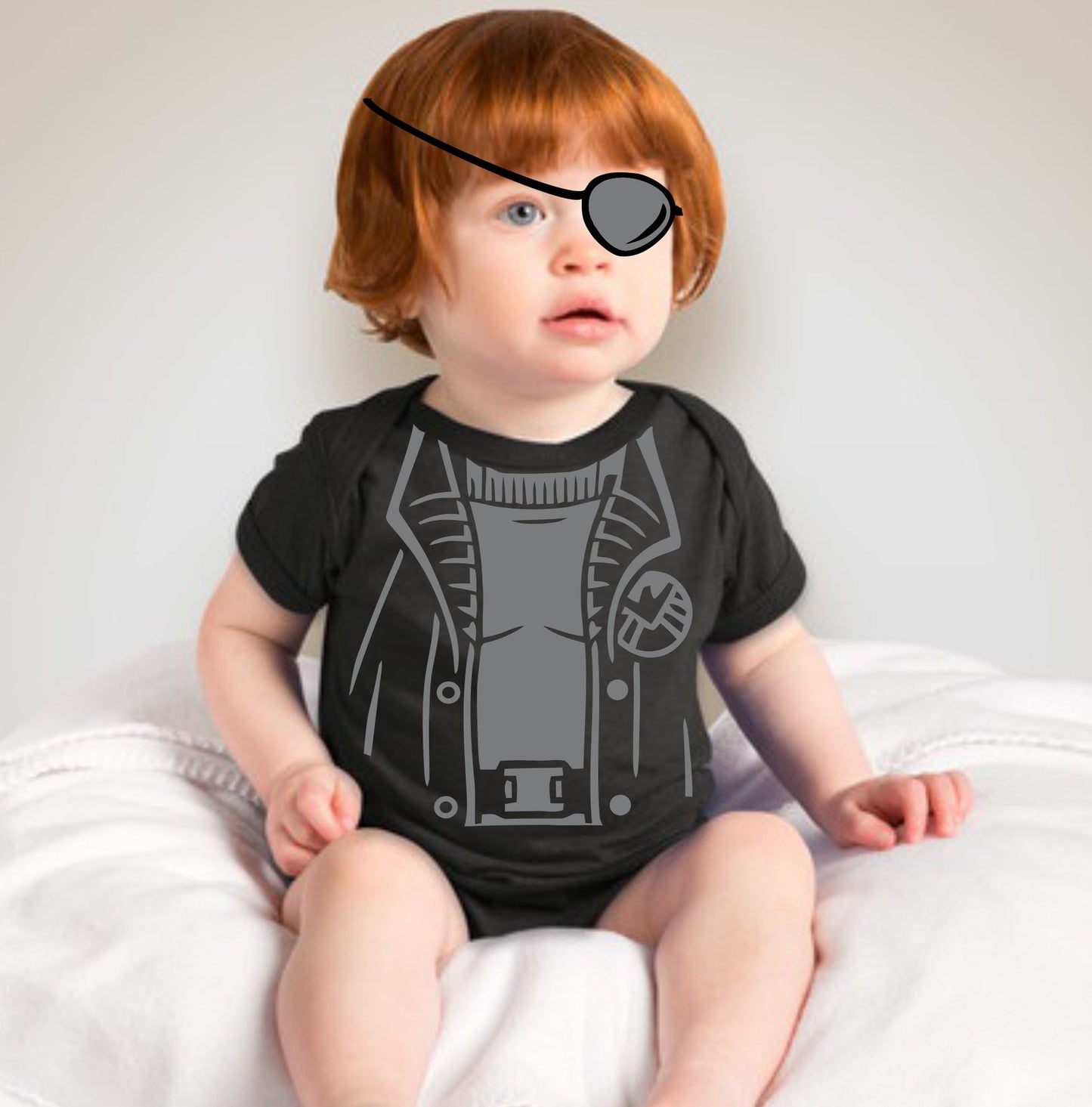 Baby Superhero Onesies - Nick Fury with Eye Patch