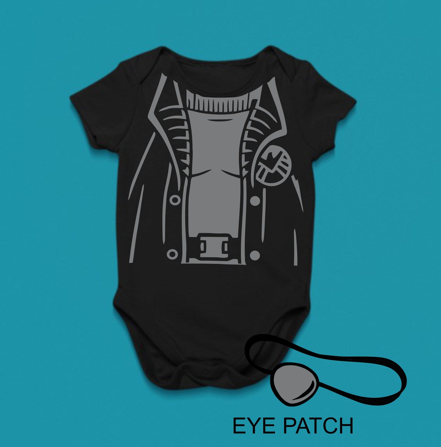 Baby Superhero Onesies - Nick Fury with Eye Patch