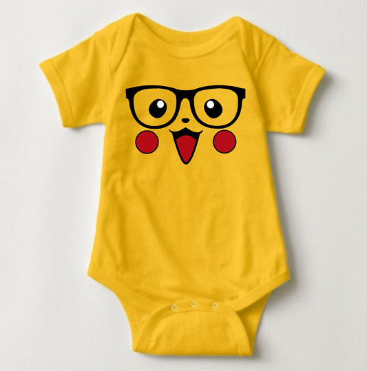 Baby Character Onesies with FREE Name Back Print - Pokemon-Pikachu with Glasses - MYSTYLEMYCLOTHING