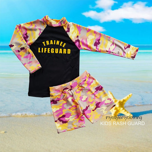 Kids Boys and Girls Rash Guard Rashie Swimwear - LIFE GUARD - MYSTYLEMYCLOTHING