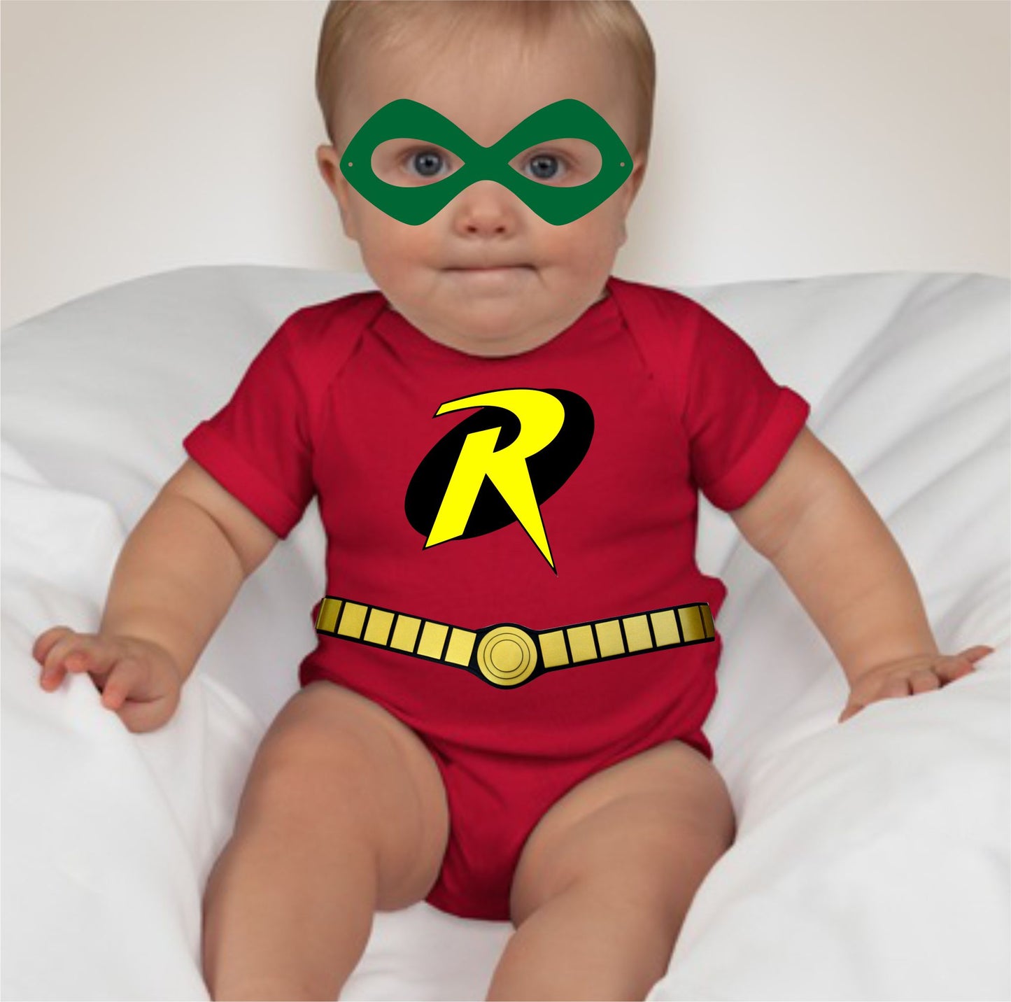 Baby Superhero Onesies - Robin with Mask